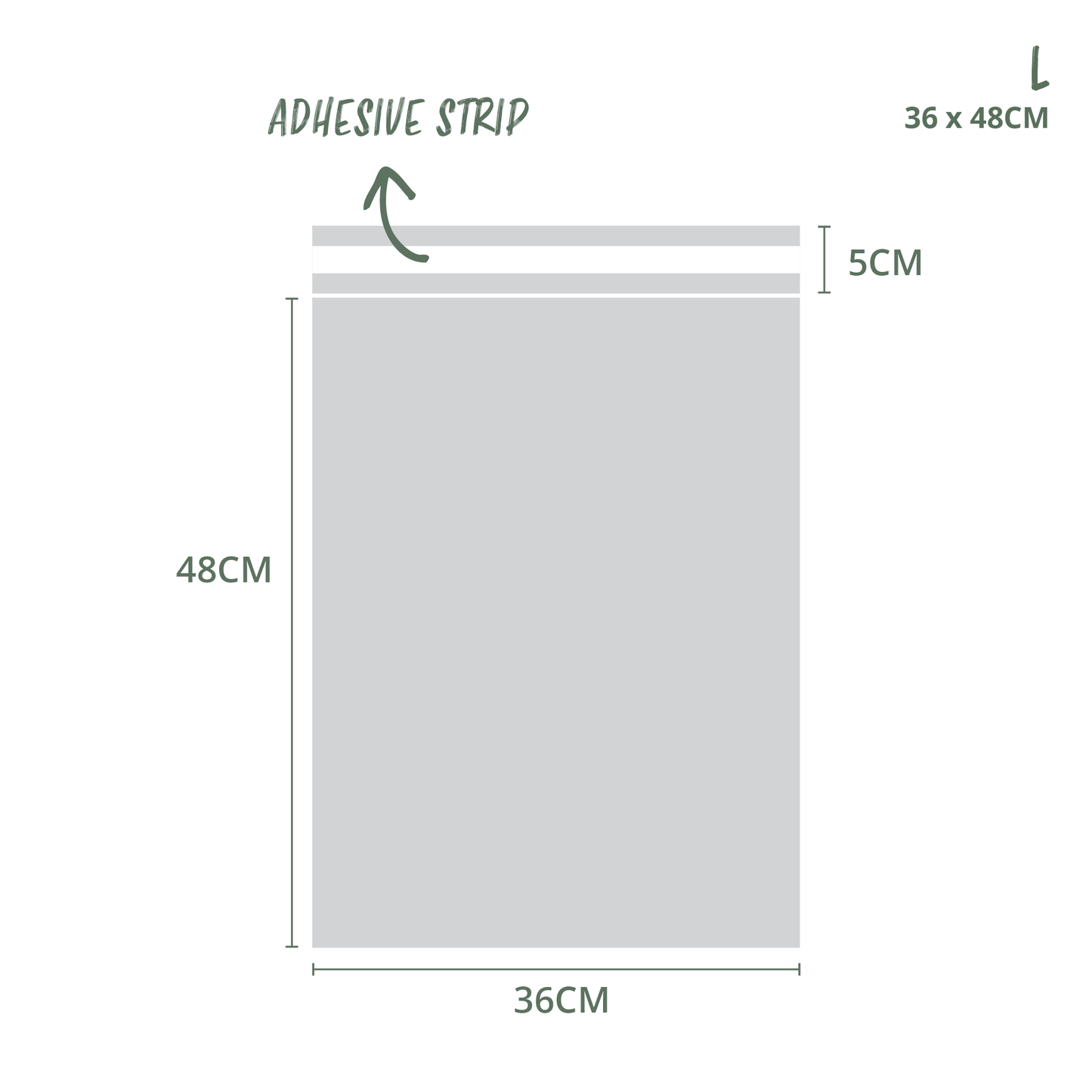 36x48cm Large Compostable Mailing Satchel Dimensions