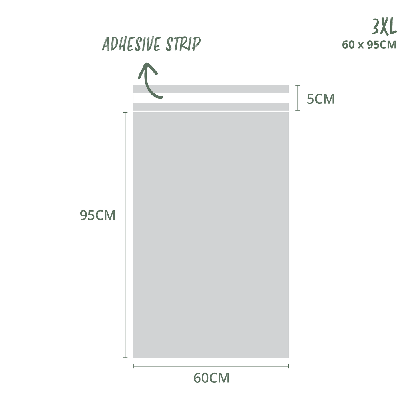 60x95cm 3XL Compostable Mailing Satchel Dimensions