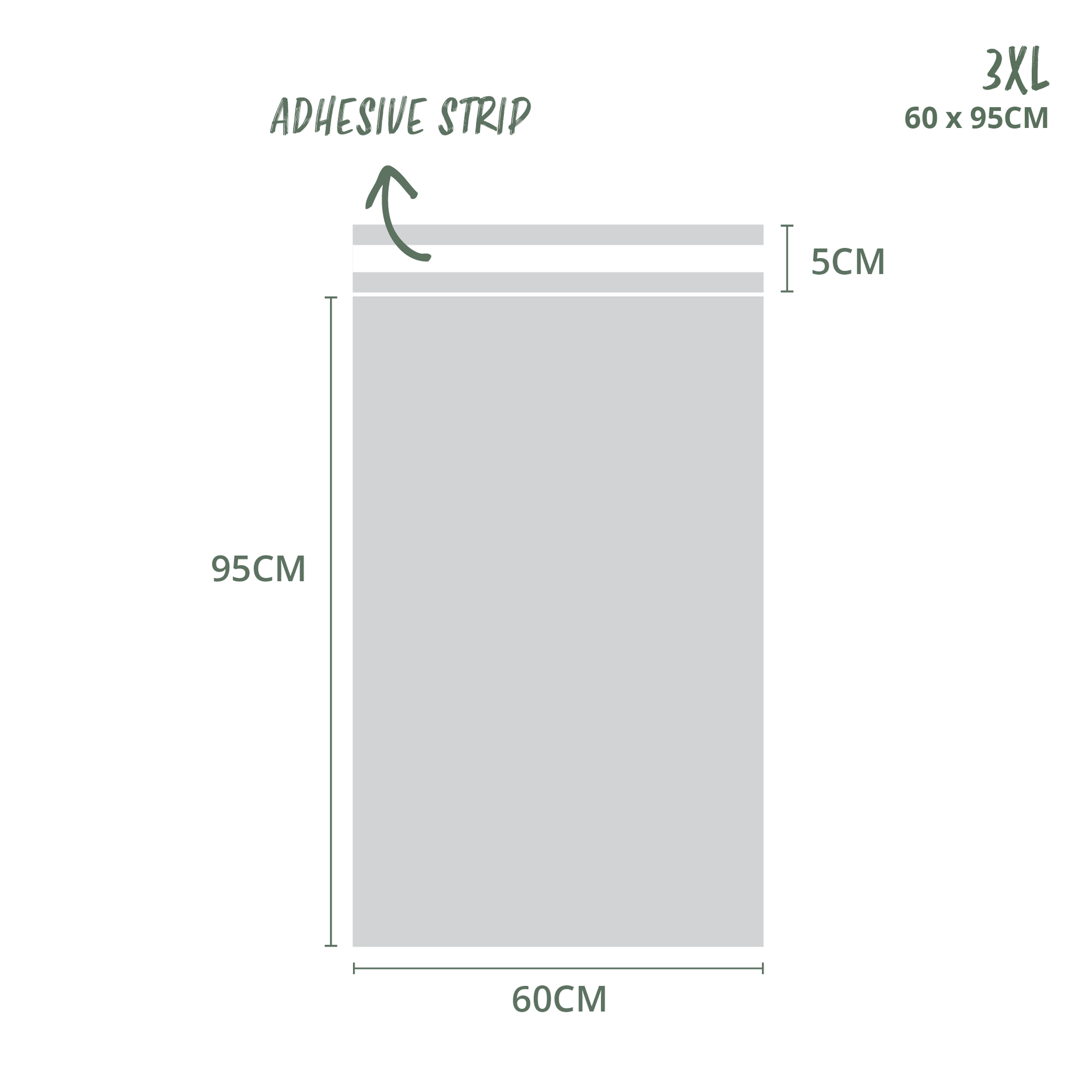 60x95cm 3XL Compostable Mailing Satchel Dimensions