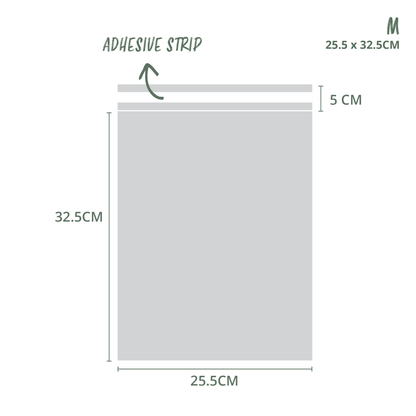 25.x32cm Medium Compostable Mailing Satchel Dimensions