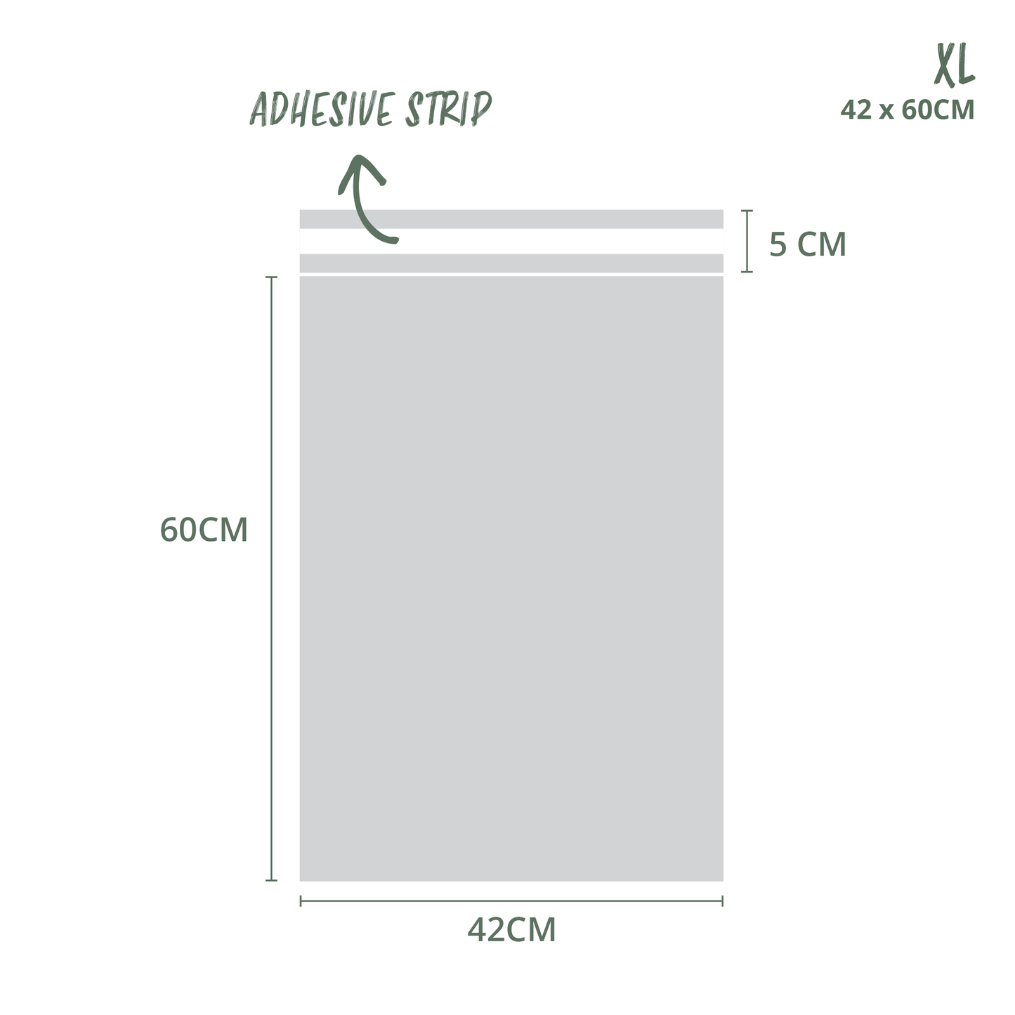42x60cm XL Compostable Mailing Satchel Dimensions