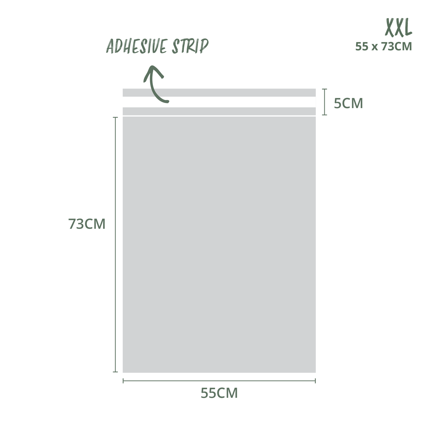 55x73cm XXL Compostable Mailing Satchel Dimensions