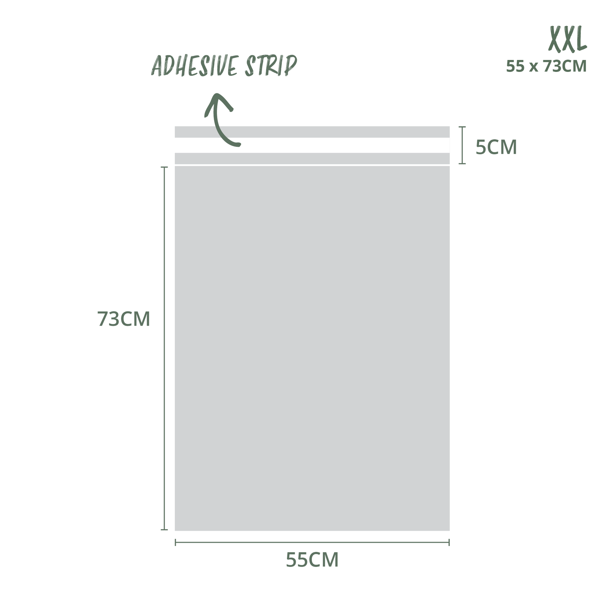 55x73cm XXL Compostable Mailing Satchel Dimensions