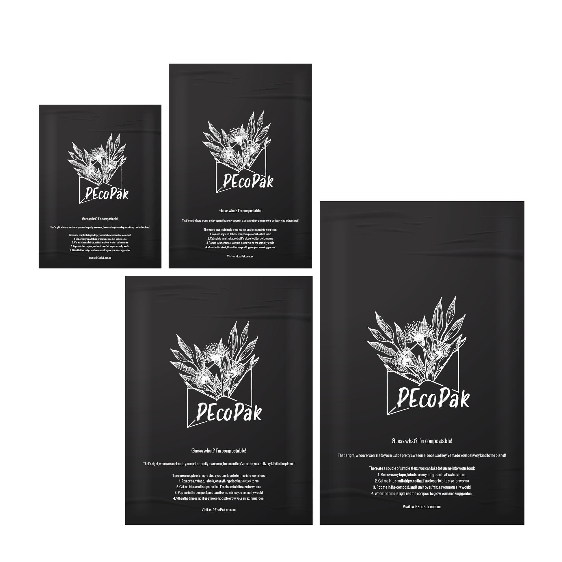 Sample Pack of L to 3XL Compostable Mailing Satchels